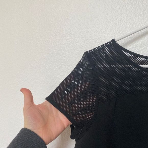 Black Mesh Simple Shift Dress - Picture 2 of 3